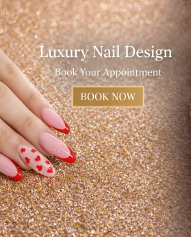 Close-up of a stylish, manicured hand with unique nail art, gracefully placed on pastel fabric. Perfect for style and beauty themes.